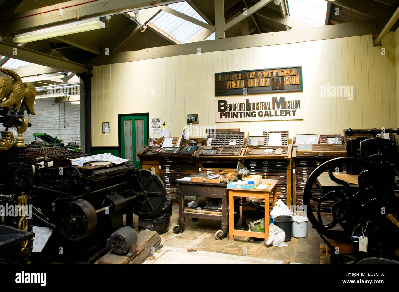 Machines d'impression à Bradford Industrial Museum, West Yorskhire Banque D'Images