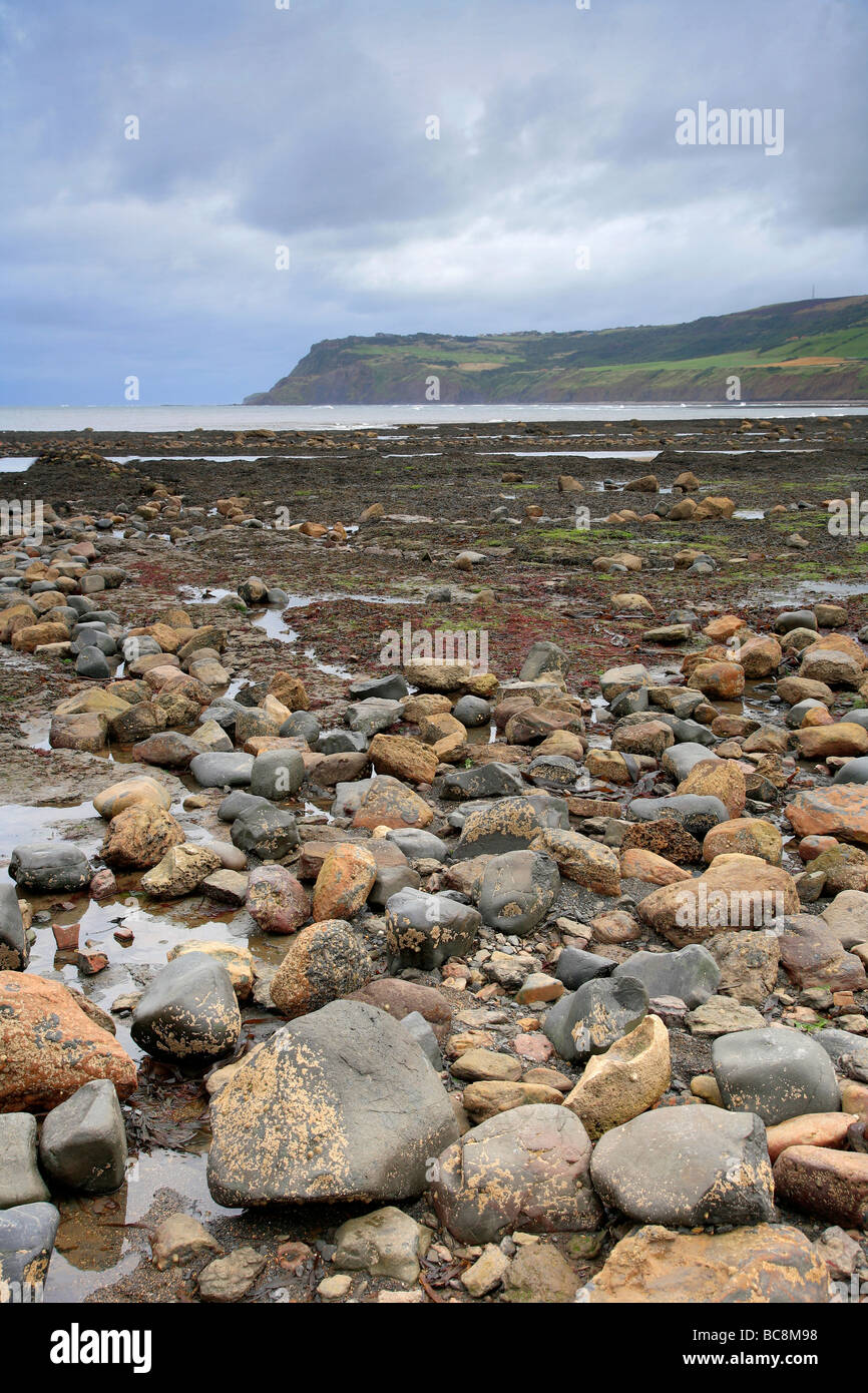 Robin Hoods Bay Plage de galets North York Moors Comté côtier England UK Banque D'Images