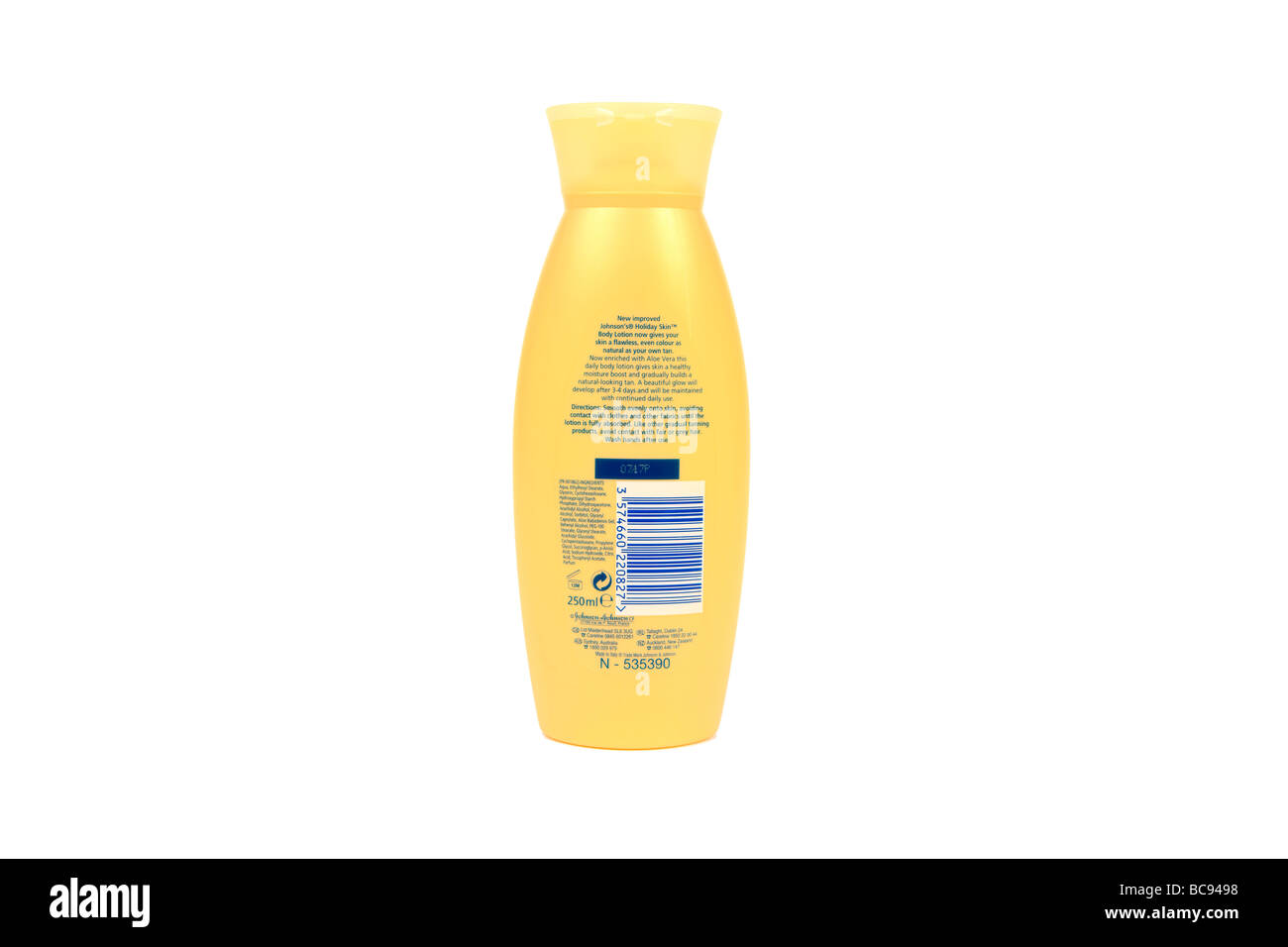 Johnson s Maison de vacances Body Lotion pour la peau sur un fond blanc. Banque D'Images