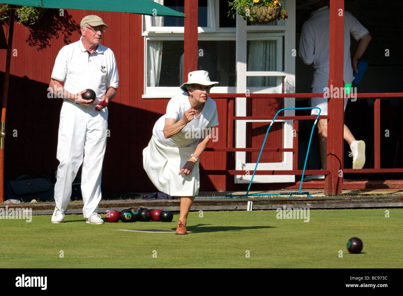 Lawn Bowls match à Colemans Hatch East Sussex Banque D'Images