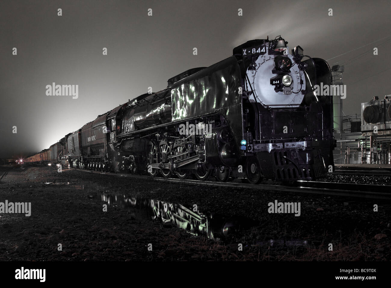 Union Pacific Steam Engine 844 se trouve sur une voie de garage à Oroville, Californie Banque D'Images