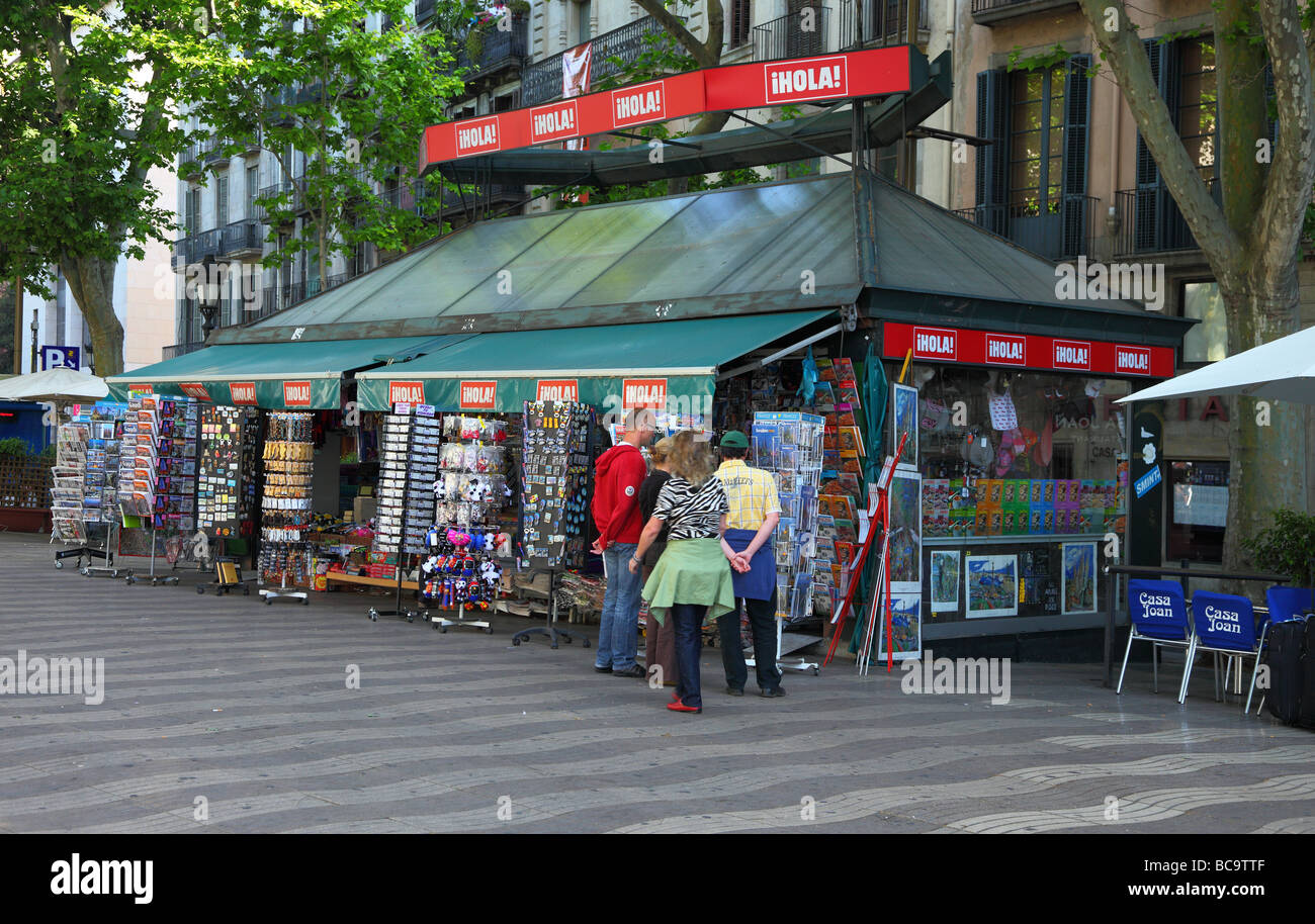 Stand de journaux La Rambla Barcelona Catalunya Espagne Banque D'Images