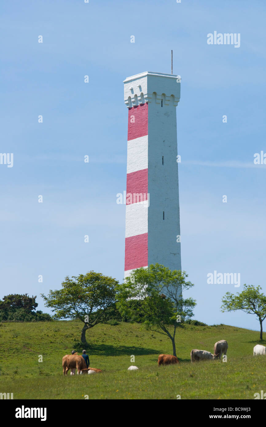 Gribbin Tower jour Mark près de Fowey, Cornwall Banque D'Images