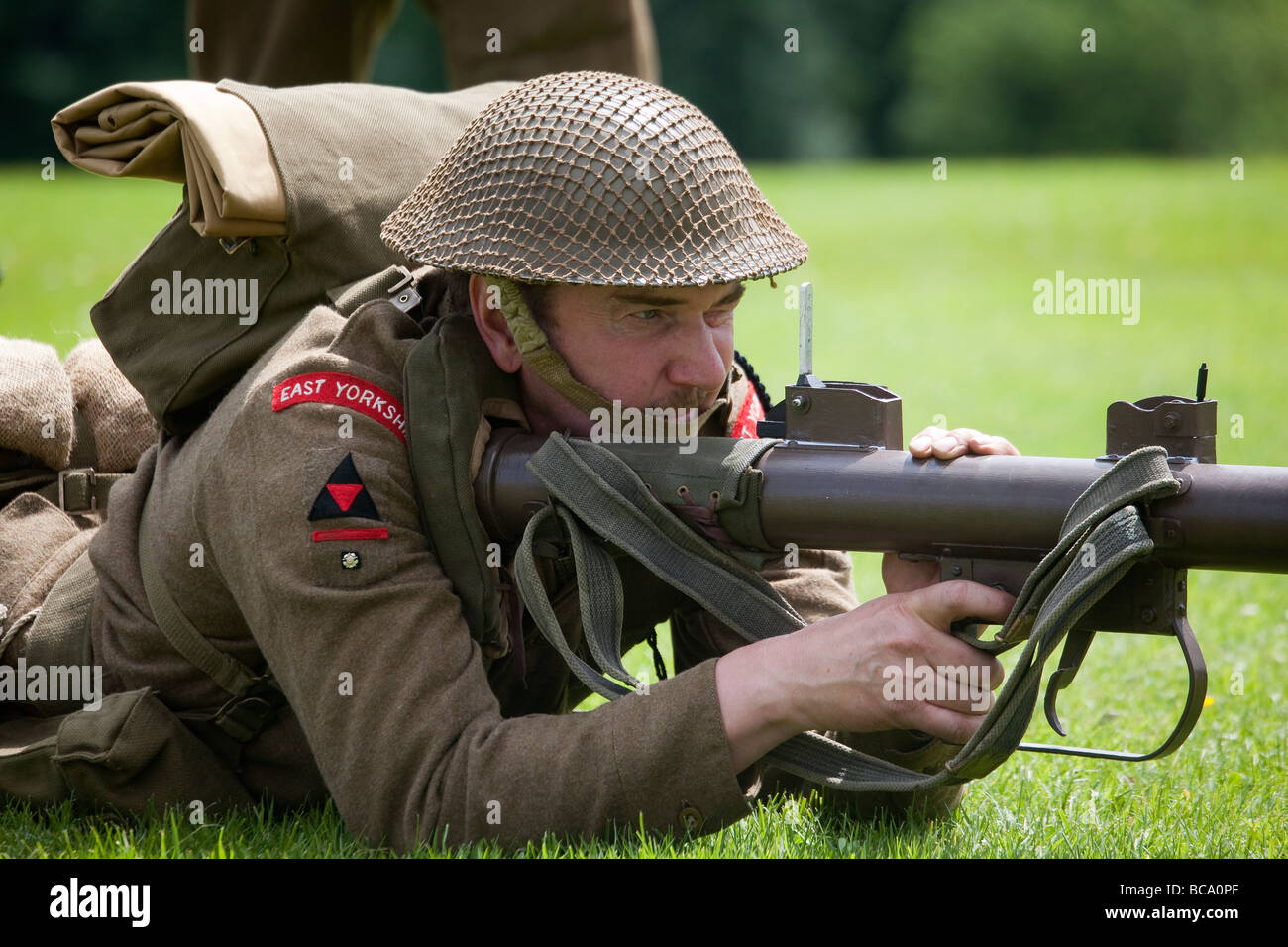 East Yorkshire Regiment WW11 cas recréé au château de Richmond North Yorkshire Banque D'Images