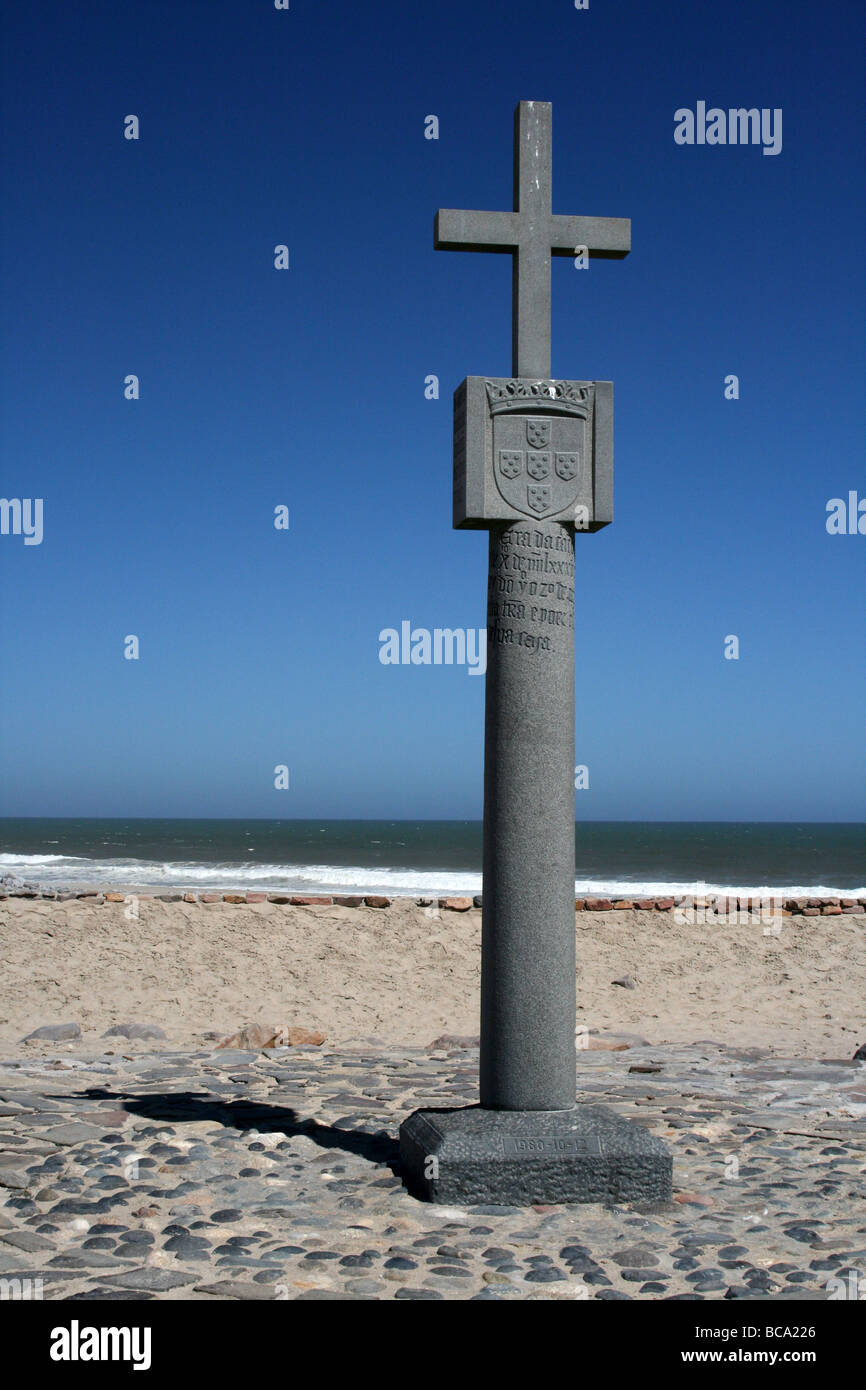 Croix de Pierre à Cape Cross, Namibie, Afrique Banque D'Images
