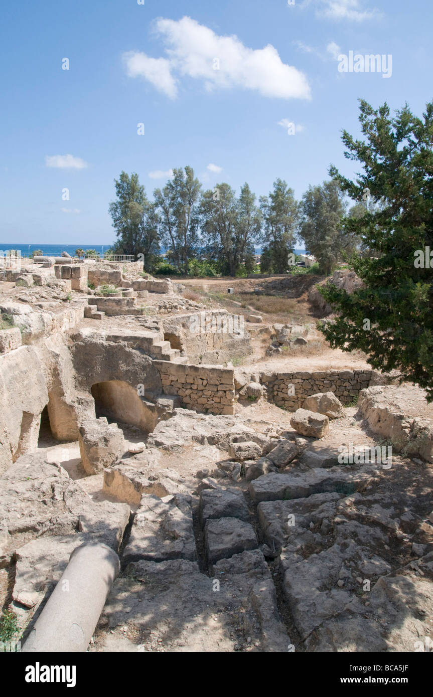 Site archéologique de Paphos Chypre la 13e siècle Saranda Kolones château Banque D'Images