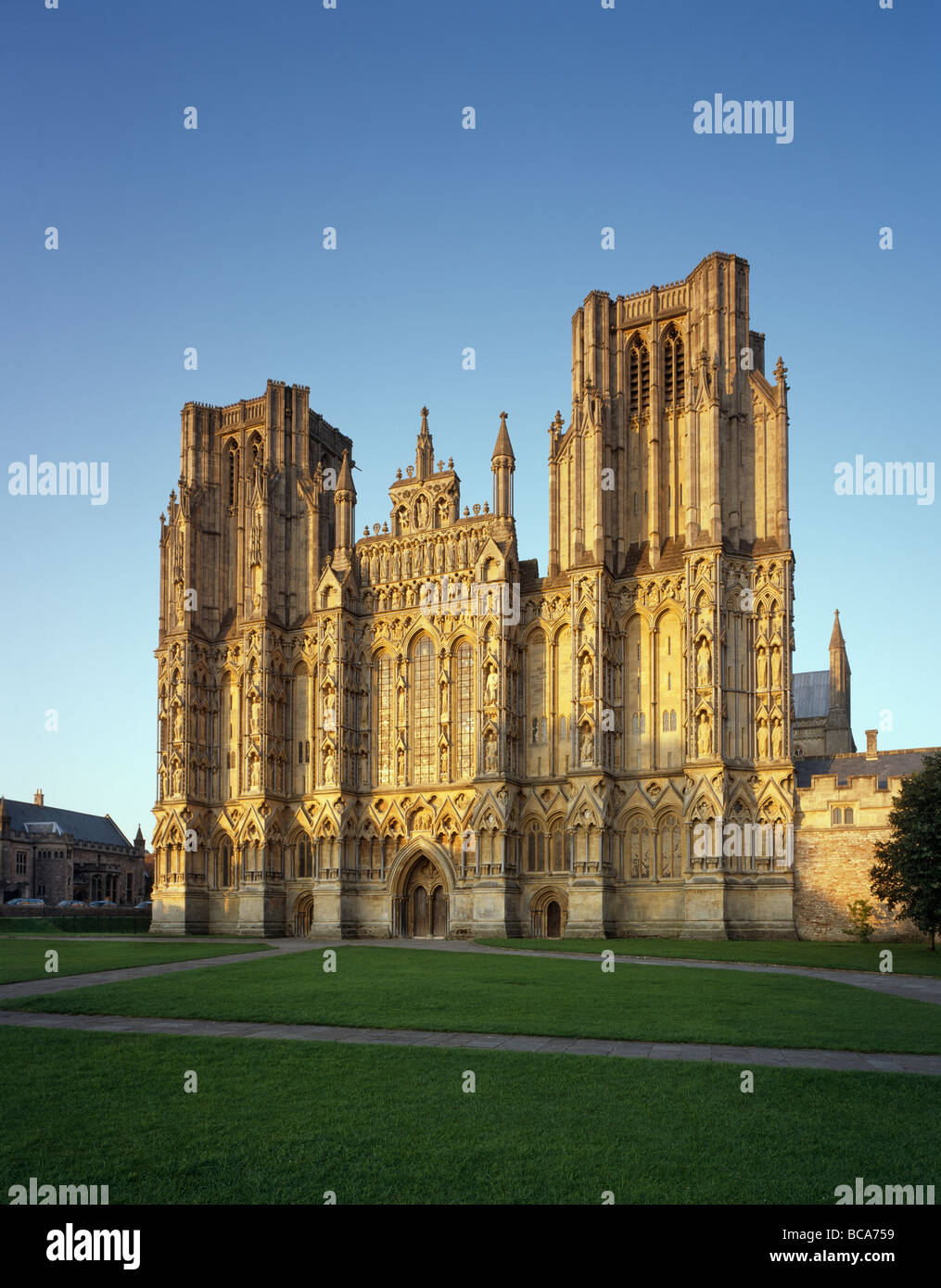 Wells Cathedral et avant de l'Ouest Banque D'Images