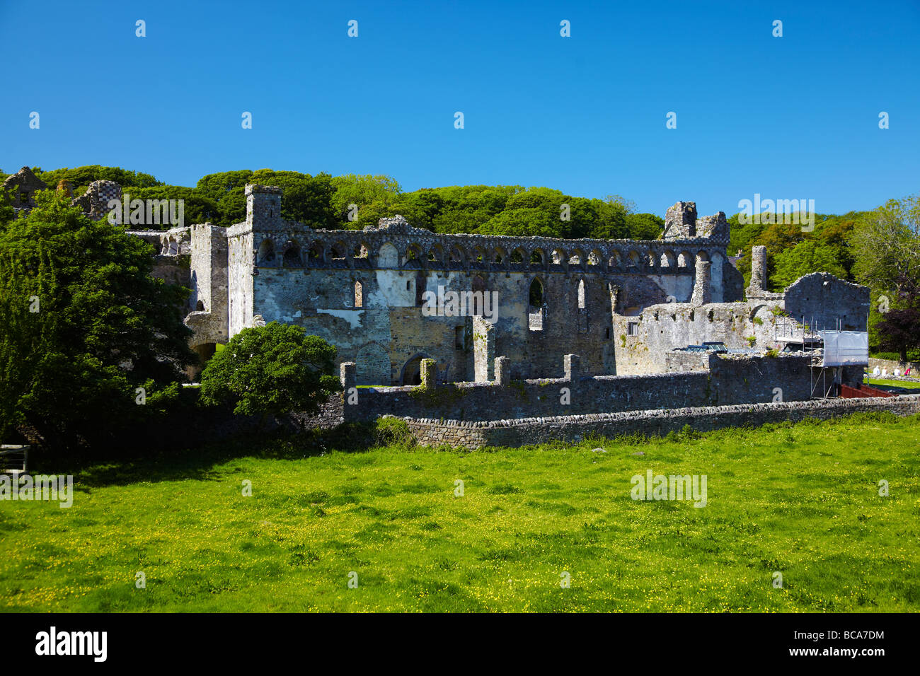 Palais des évêques, la cathédrale de St Davids, St Davids, Pembrokeshire, Pays de Galles, Royaume-Uni Banque D'Images