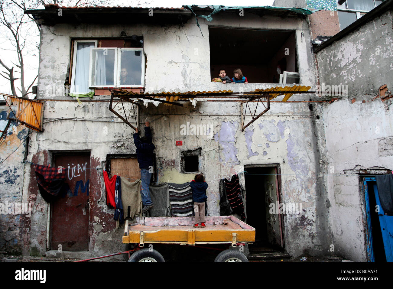 La scène de Sulukule, où les gitans vivent à Istanbul Turquie Banque D'Images