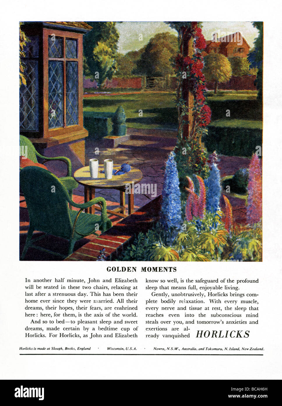 Couleur 1951 Publicité pour Horlicks boisson chaude Banque D'Images