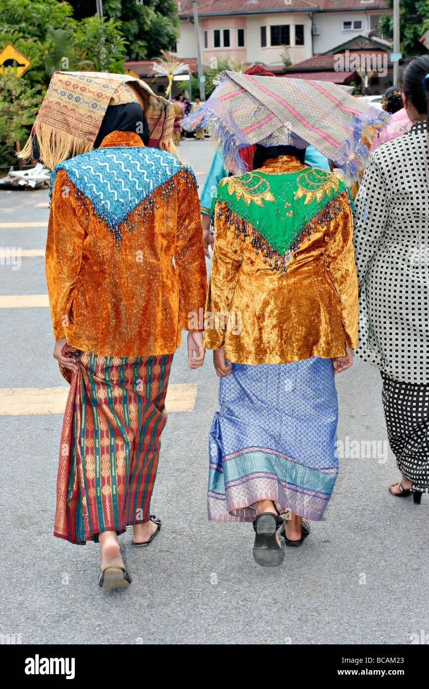 Robe traditionnelle Minangkabau dans l'État de Negeri Sembilan, Malaisie. Banque D'Images