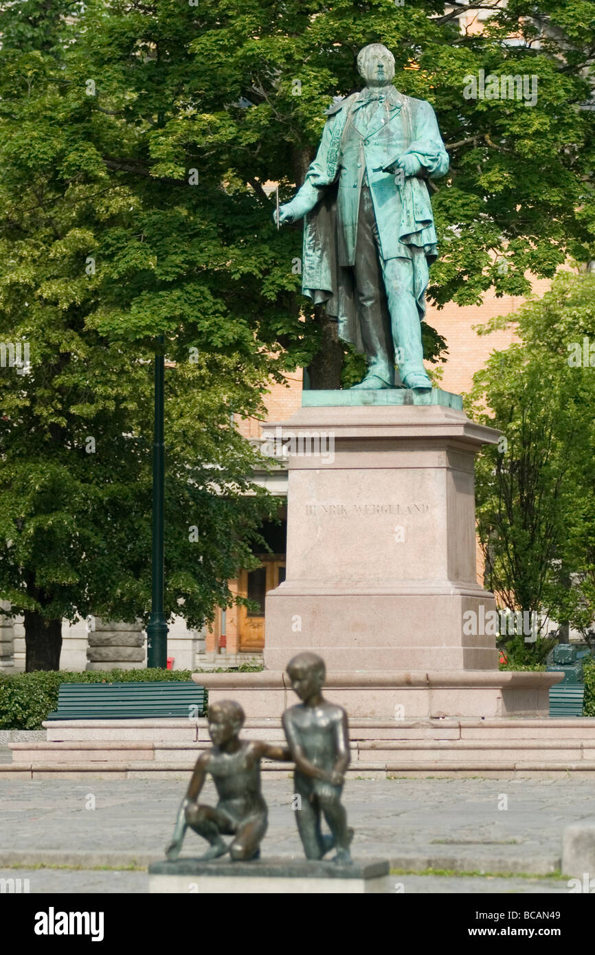 Norvège Oslo Henrik Wergeland statue Banque D'Images