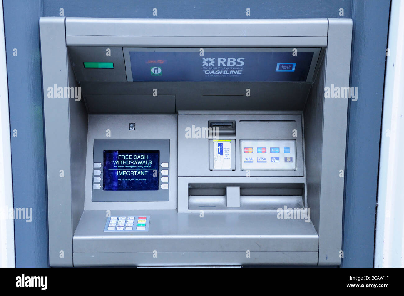 RBS Royal Bank of Scotland, distributeur automatique de billets en Angleterre Cambridge UK Banque D'Images