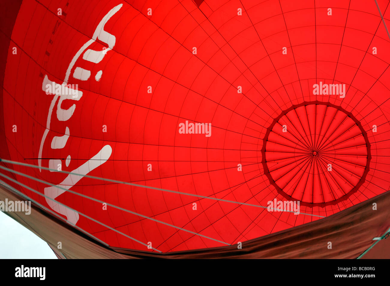 Virgin ballon à air chaud par le bas, (détail). South Lanarkshire, Écosse, Royaume-Uni, Europe. Banque D'Images