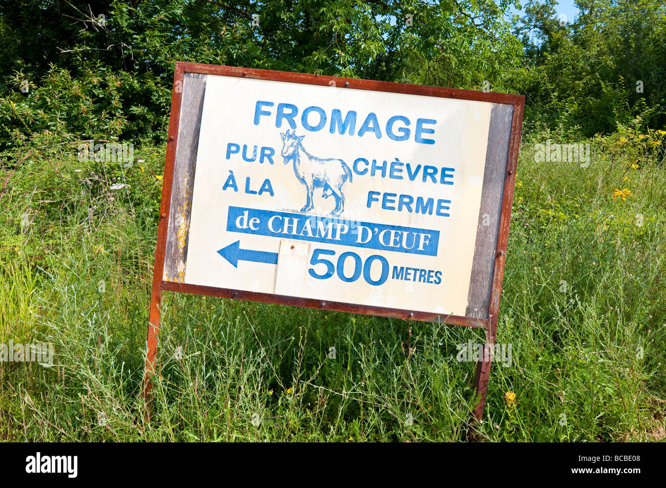 Fromage de chèvre à la vente du local de ferme - sud-Touraine, France. Banque D'Images