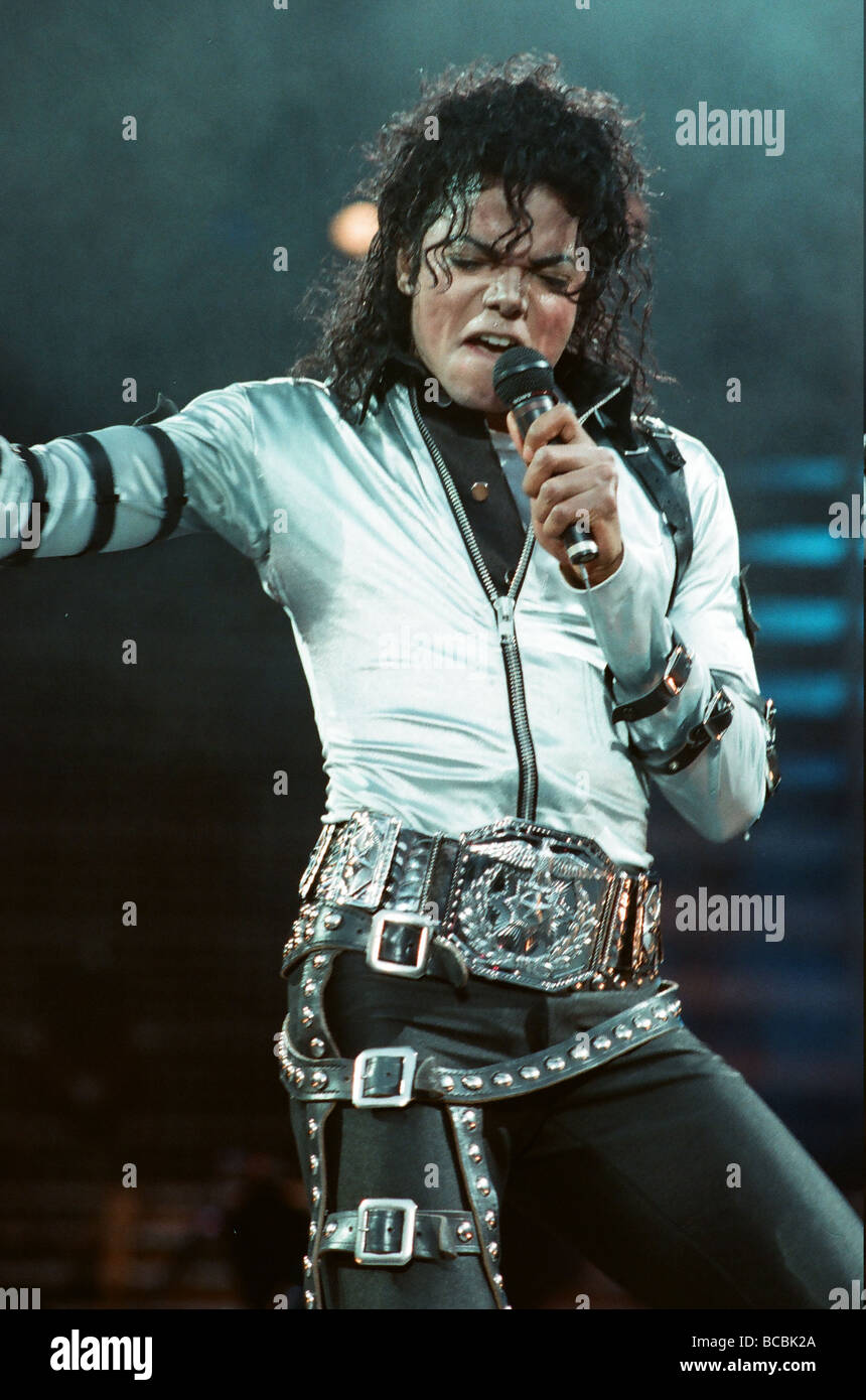 Michael Jackson en concert à Wembley le 15 juillet 1988 Banque D'Images