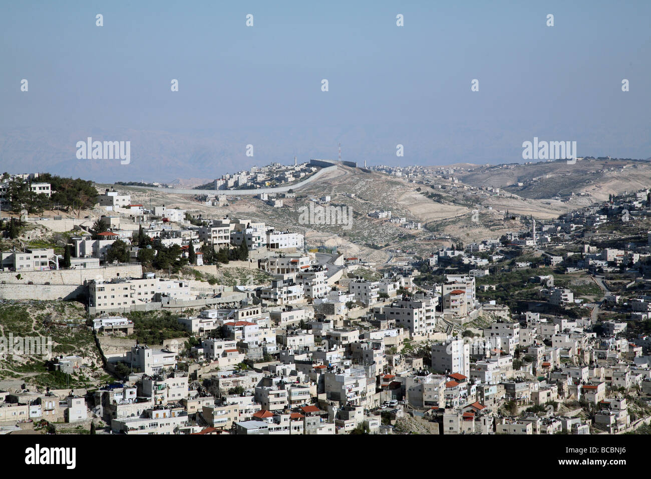 Le quartier palestinien de Silwan à Jérusalem Est. Banque D'Images