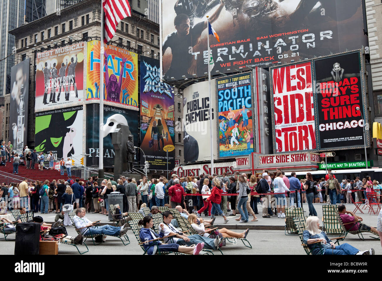 Time Square NYC le dimanche Banque D'Images