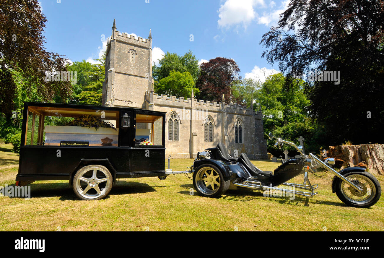 Corbillard de moto, moto, trike corbillard, UK Banque D'Images