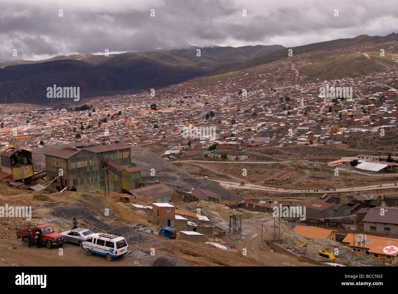 Vue sur le quartier de mineurs de Potosi Cerro Rico, la Bolivie. Potosi est déclaré site du patrimoine mondial de l'UNESCO. Banque D'Images