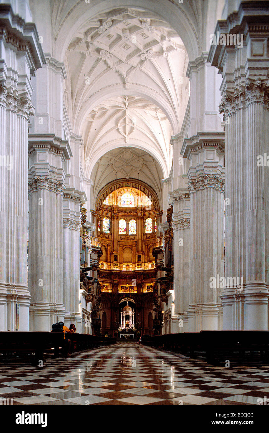 Espagne, Andalousie, Grenade, la cathédrale dont la construction a été commencée sous Charles Quint en style gothique en 1518 Banque D'Images