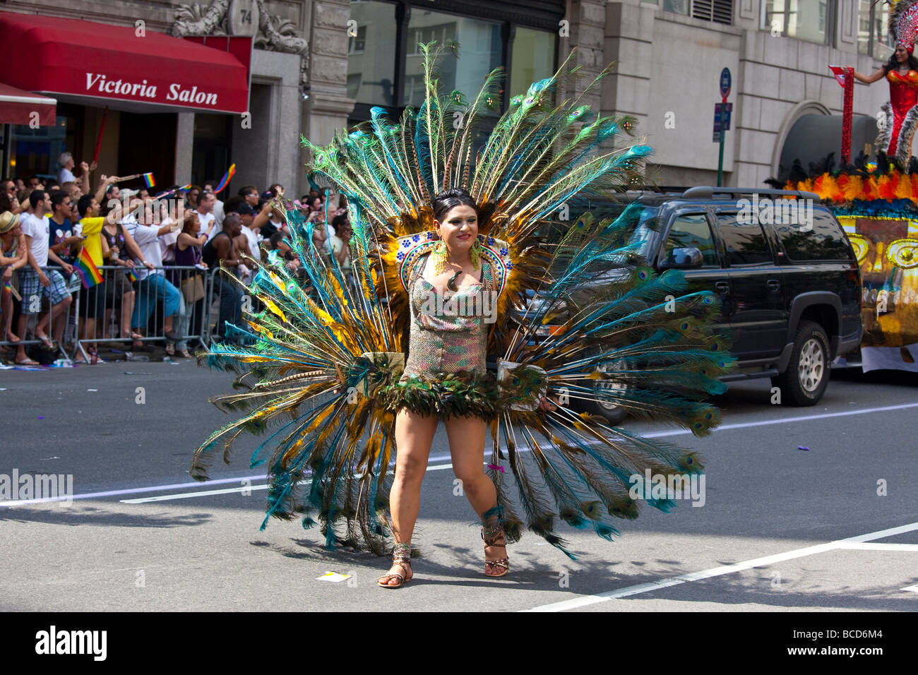Peacock dans la Gay Pride Parade 2009 à New York City Banque D'Images