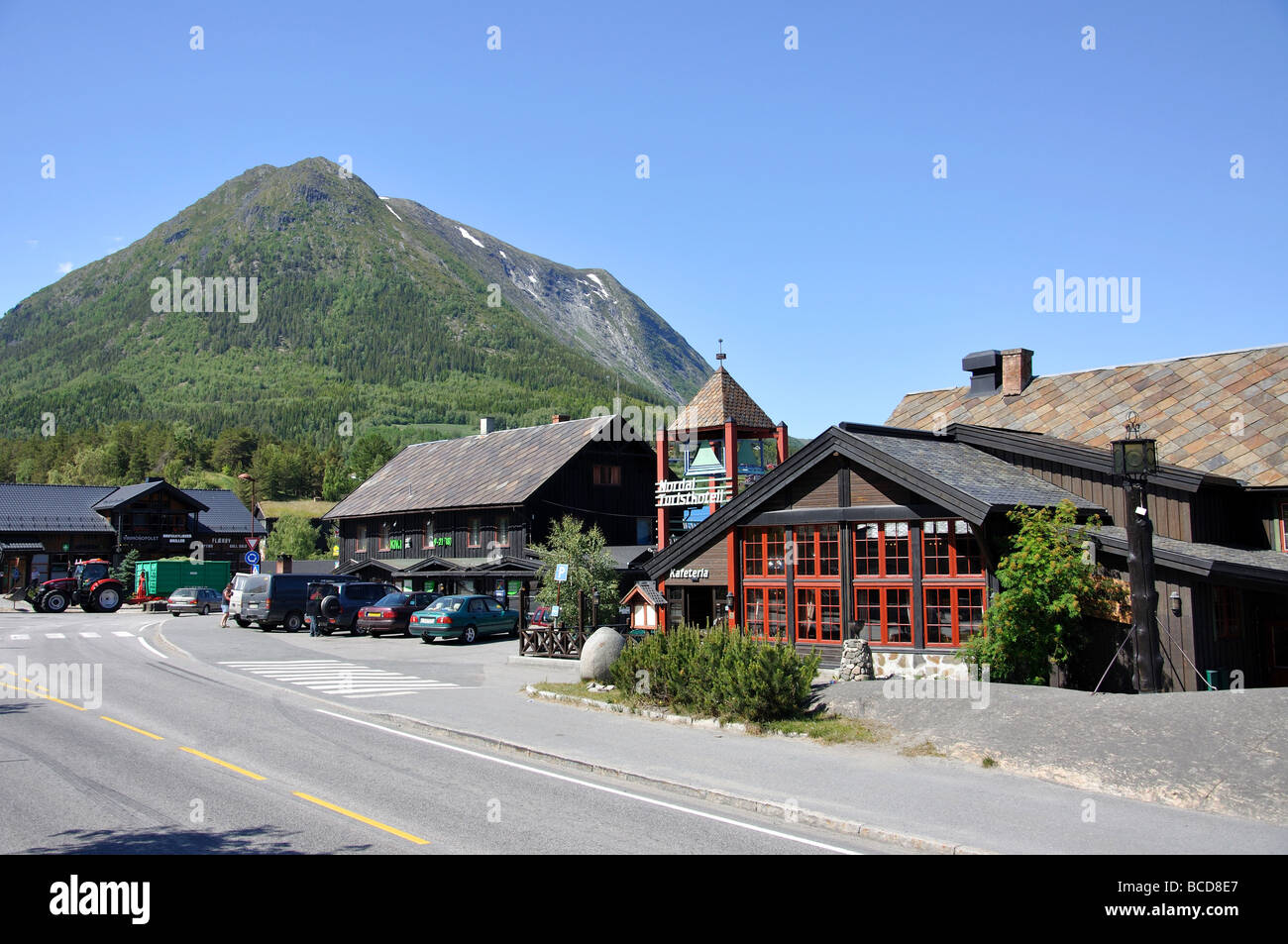 Centre du village, LOM, comté d'Innlandet, Norvège Banque D'Images