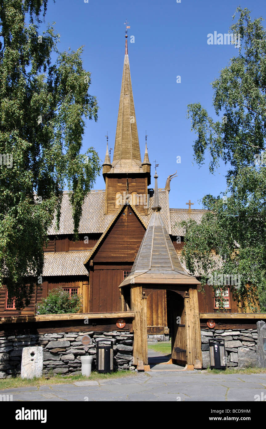 12e siècle LOM Stave Church, LOM, Innlandet County, Norvège Banque D'Images