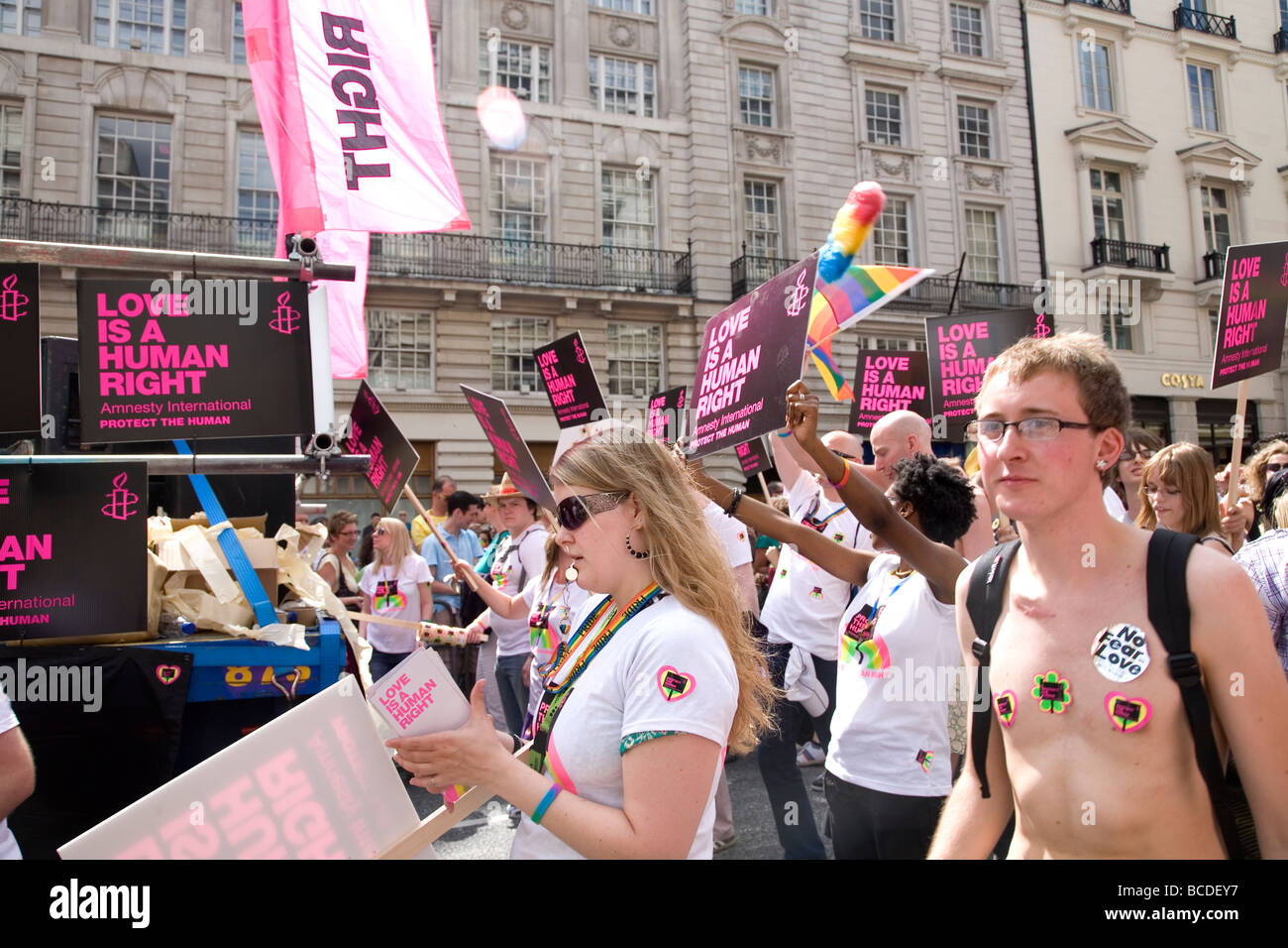 Gay Pride Mars 2009 - Amnesty International Banque D'Images