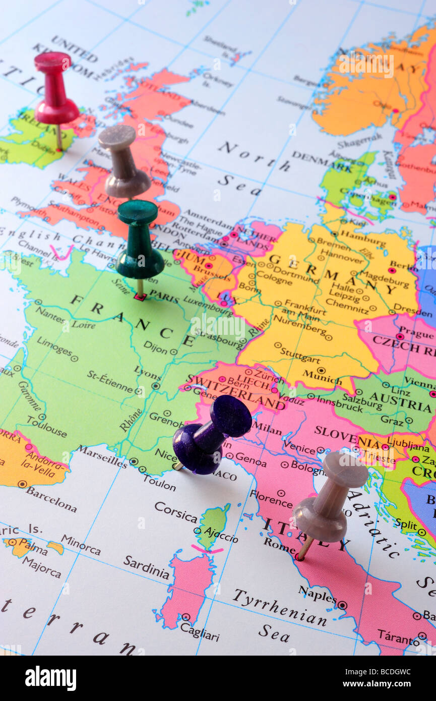 Les broches en Europe Site Map Banque D'Images