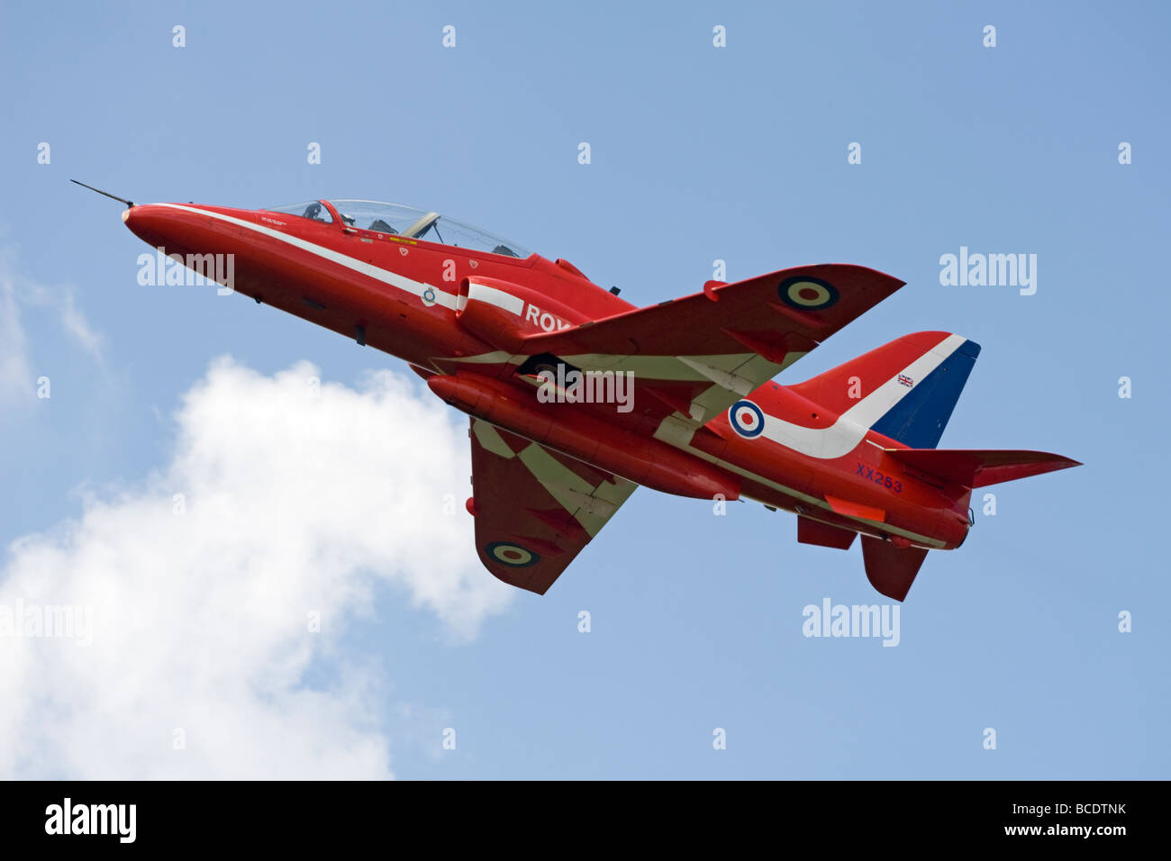 Un BAE Hawk, une partie de "l'affichage des flèches rouges, l'équipe à Biggin Hill, Kent, Angleterre. Banque D'Images
