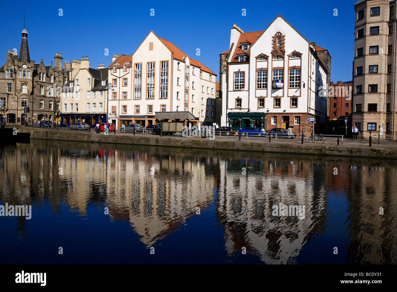 Le Port de Leith, le long de la rivière, le Port de Leith, Édimbourg, Écosse. Banque D'Images