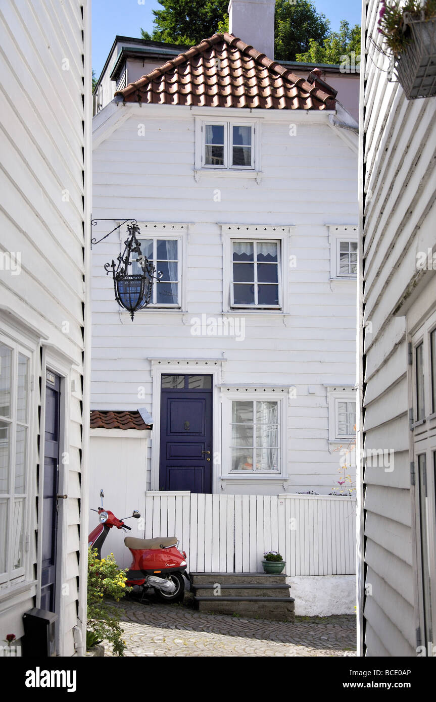 Maisons en bois du 18ème siècle, Skuteviken, Bergen, Hordaland, Norvège Banque D'Images