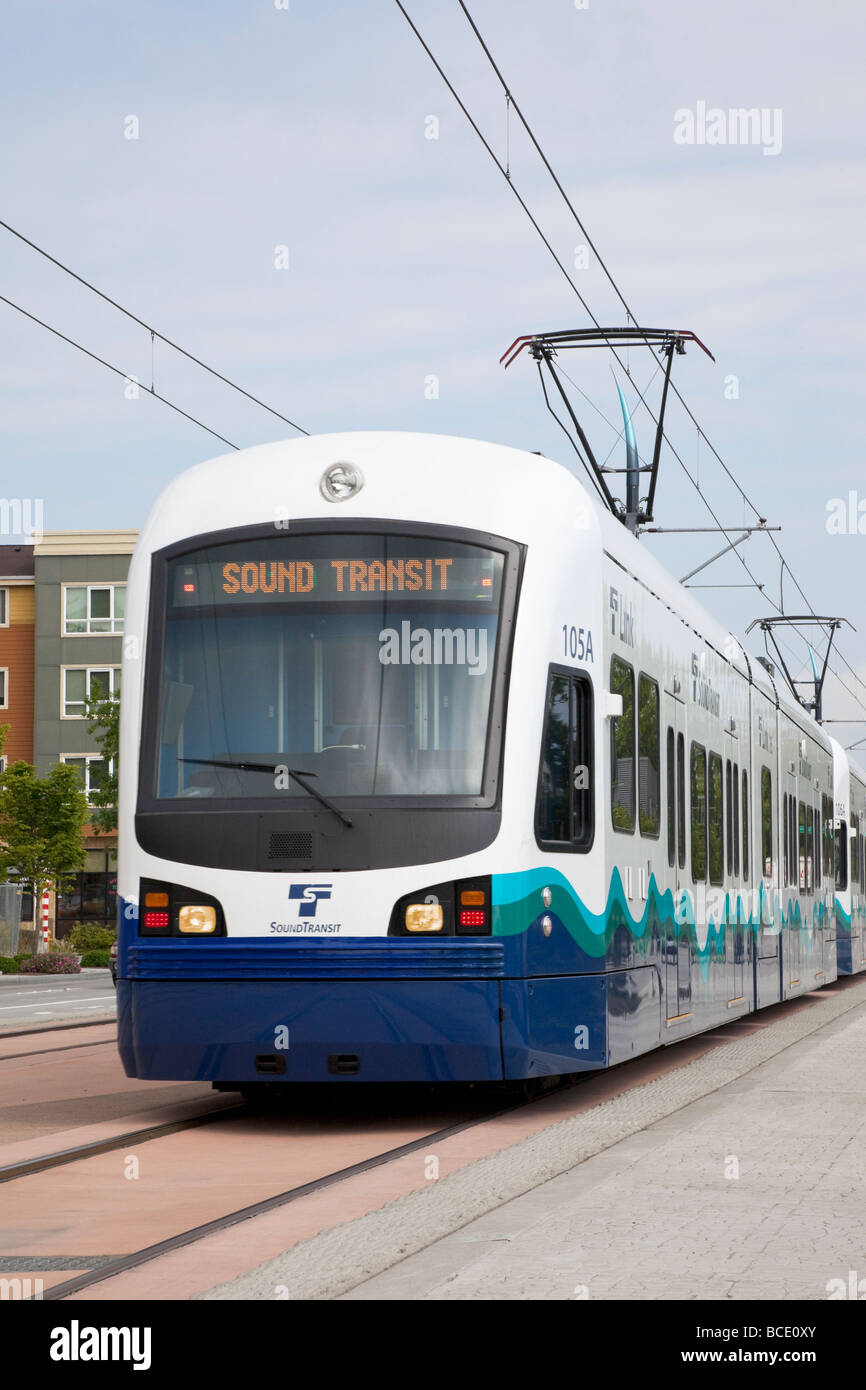 Lien de transport en commun train léger sur rail électrique exploité par Sound Transit, Seattle, WA, United States Banque D'Images