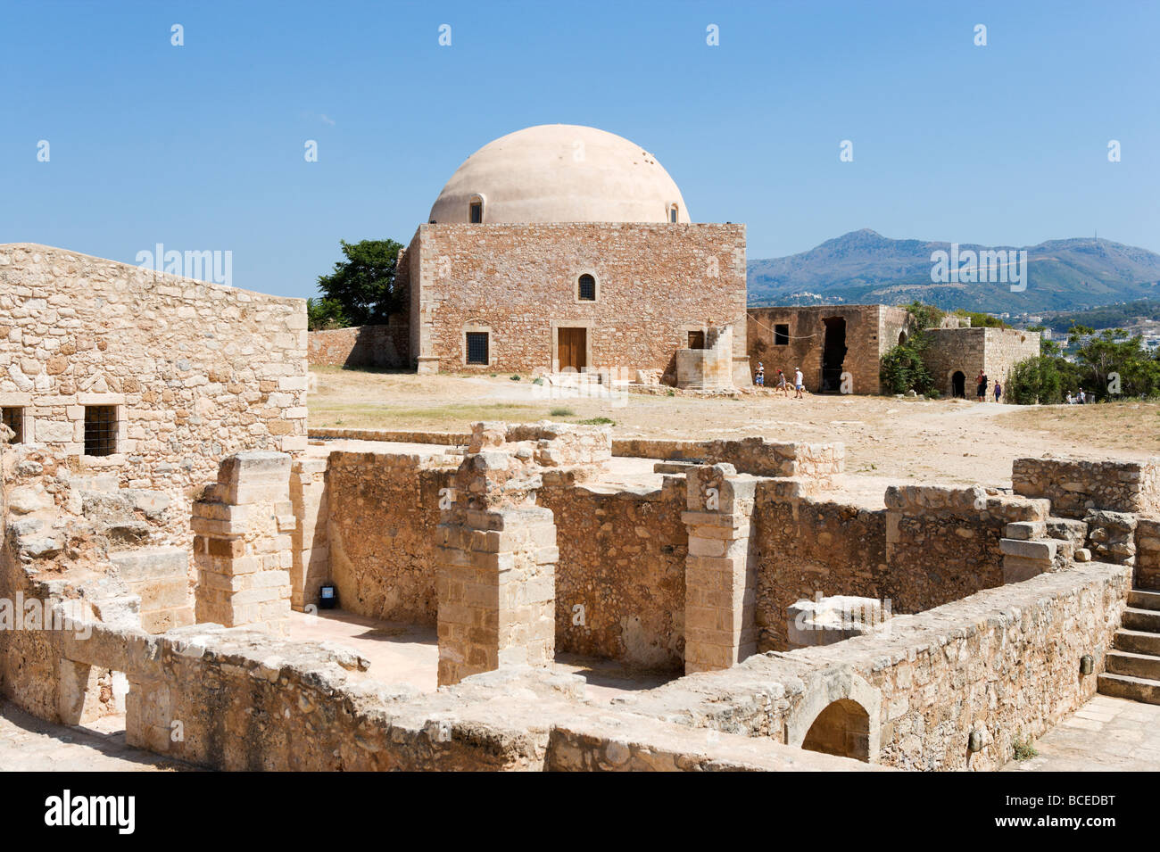 Lieux et la mosquée d'Ibrahim Han au 16ème siècle la forteresse vénitienne (forteresse), Rethymnon, Crète, Grèce Banque D'Images