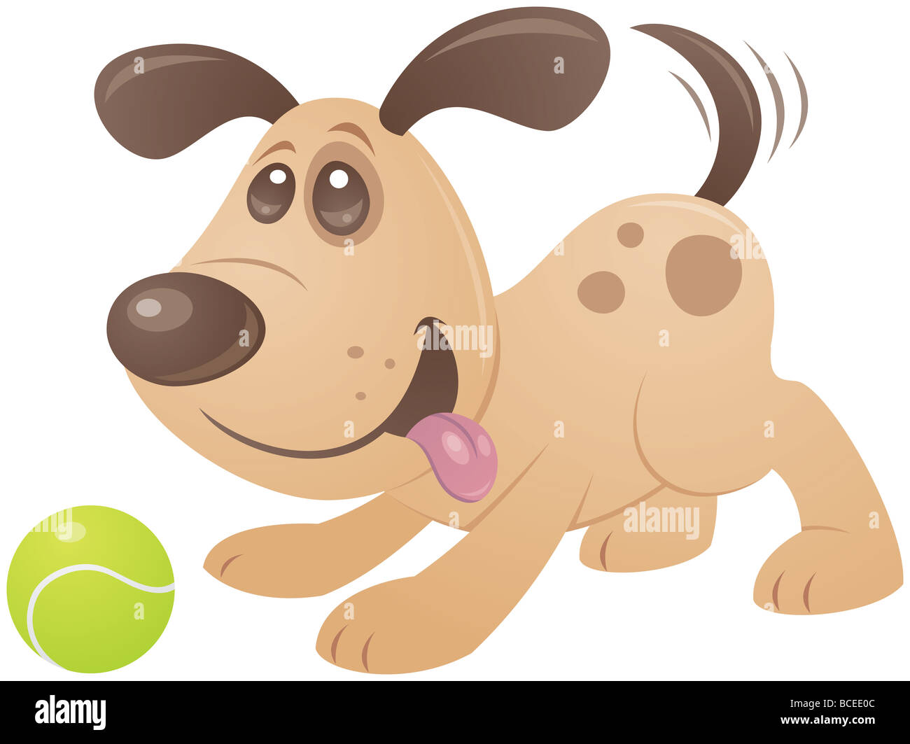 Vector cartoon style dessin d'un chiot espiègle jouant avec une balle de  tennis Photo Stock - Alamy