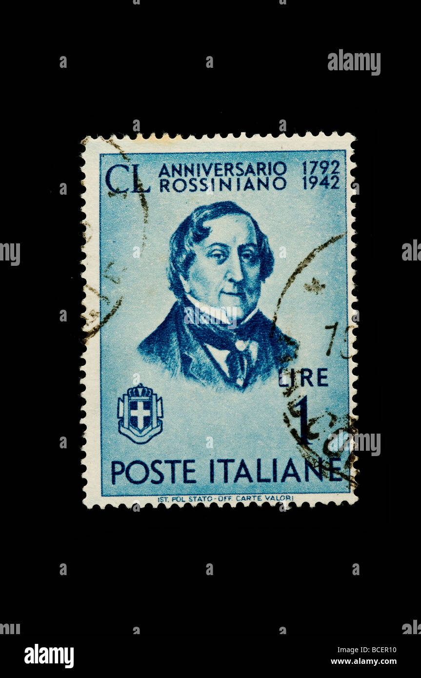 Musicien Gioacchino Rossini en 1942 un timbre italien Banque D'Images