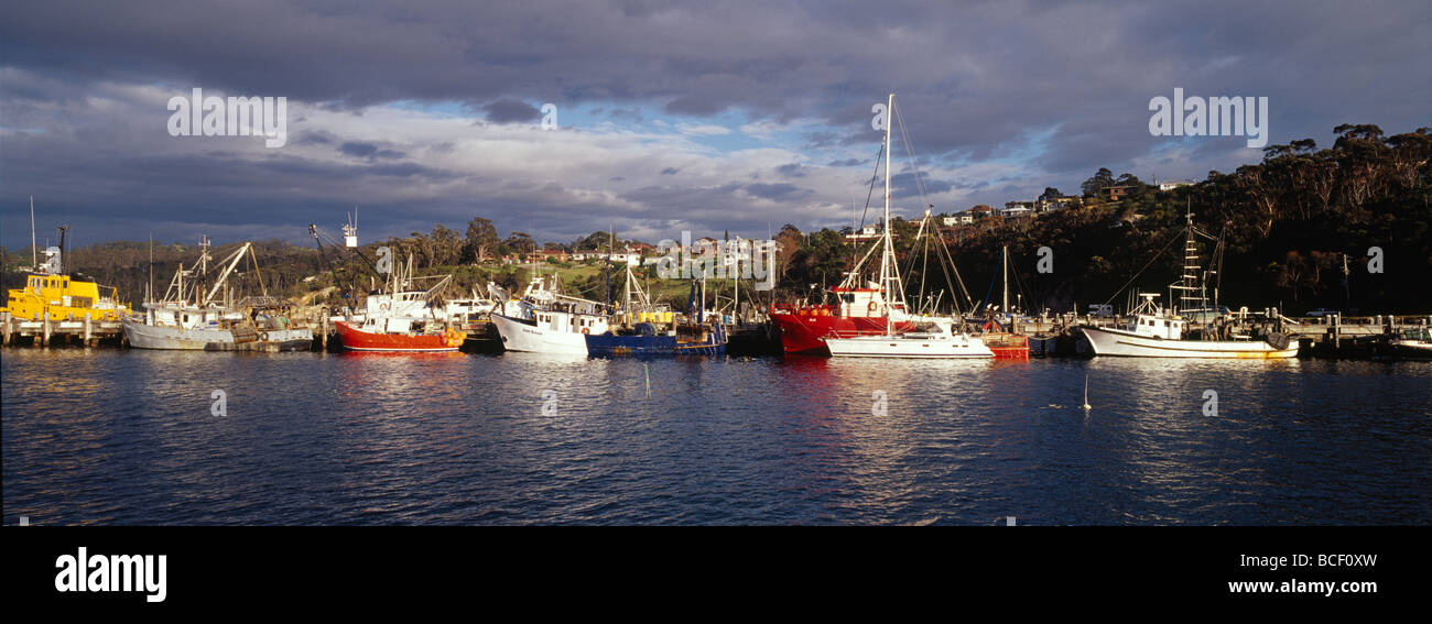 Yachts et bateaux de pêche amarré à une jetée sur un après-midi ensoleillé. Banque D'Images