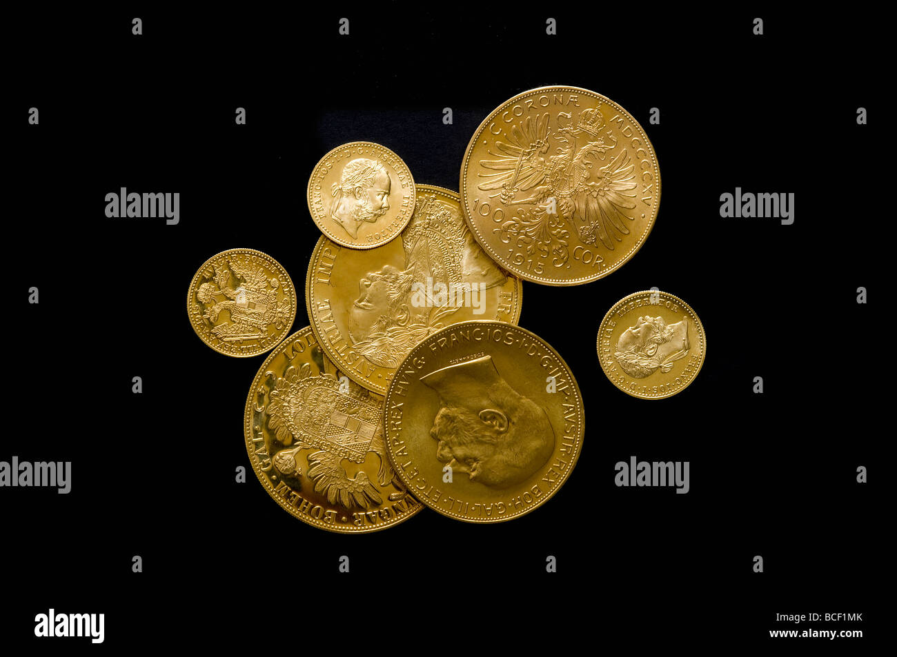 Les pièces d'or autrichien Kronen Banque D'Images