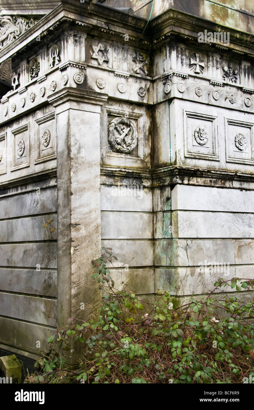 Close up détails du Monument, West Norwood Cemetery, Londres, UK Banque D'Images