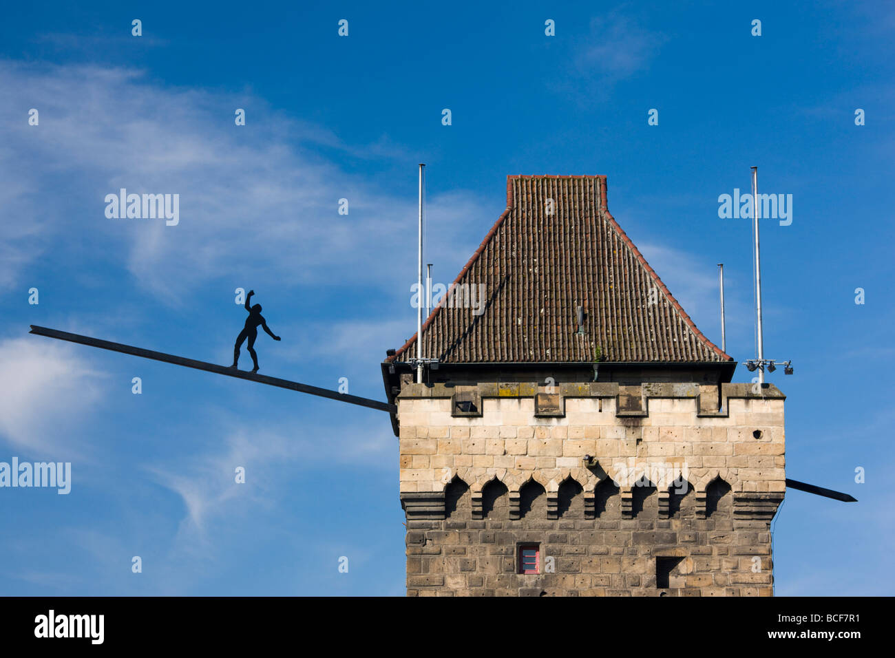 Allemagne, Bade-Wurtemberg, Esslingen-Am-Neckar, Tour par Neckar Banque D'Images