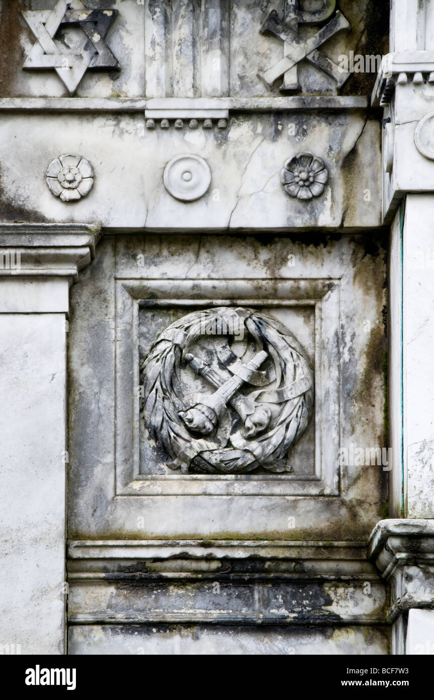 Close up détails du Monument, West Norwood Cemetery, Londres, UK Banque D'Images