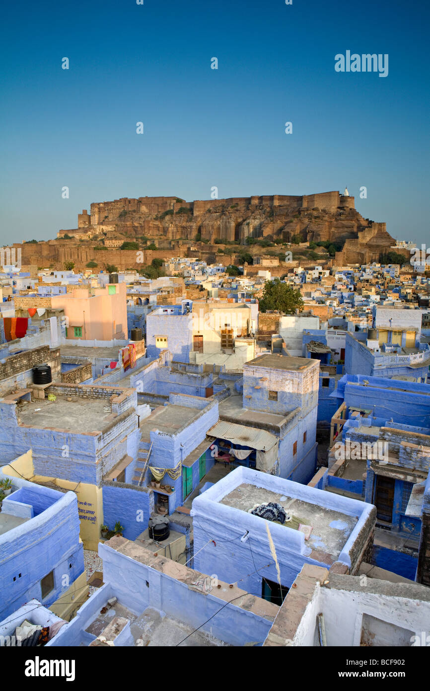 Les toits, Jodhpur (la Ville Bleue), Rajasthan, Inde Banque D'Images