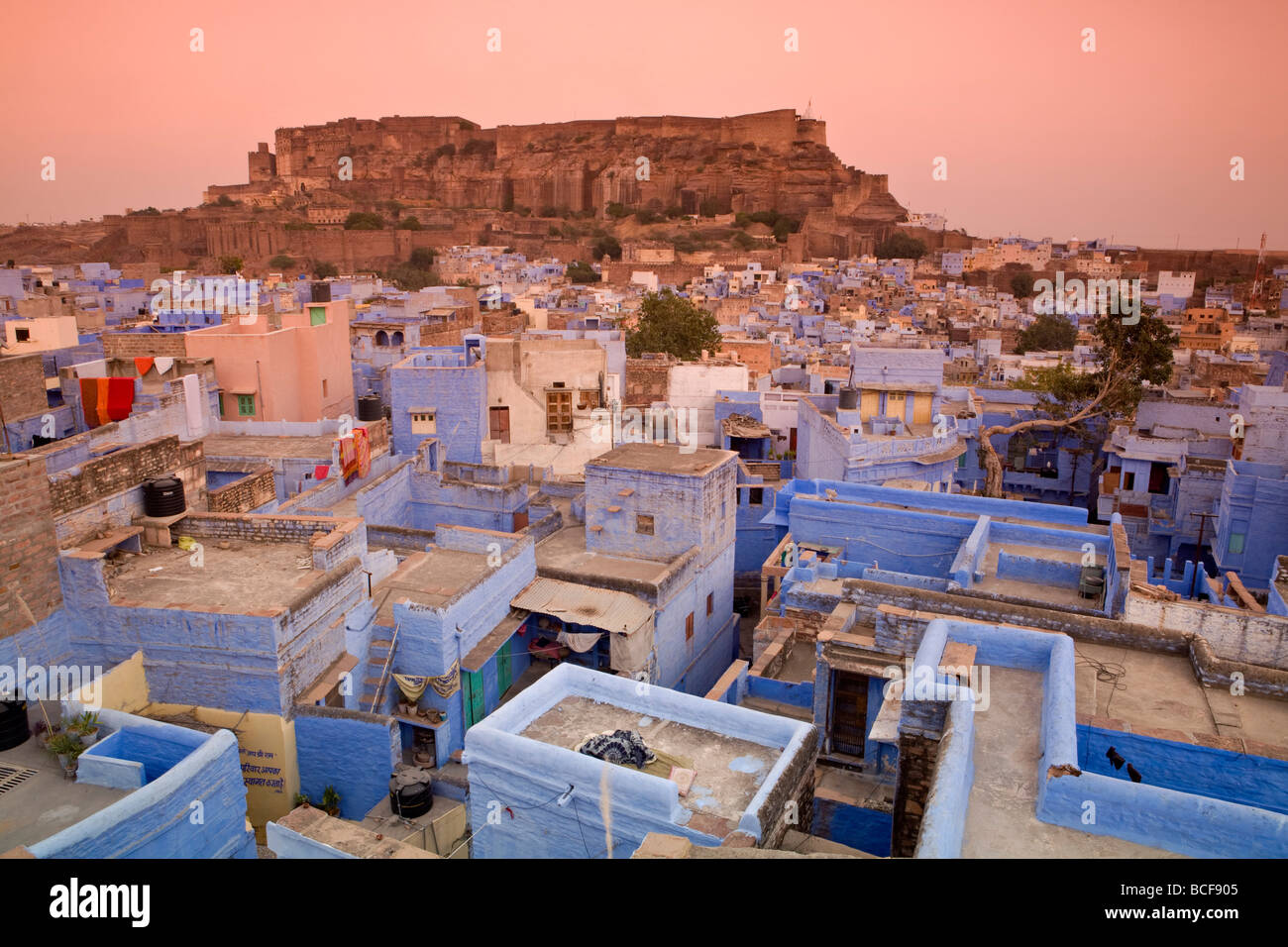 Les toits, Jodhpur (la Ville Bleue), Rajasthan, Inde Banque D'Images