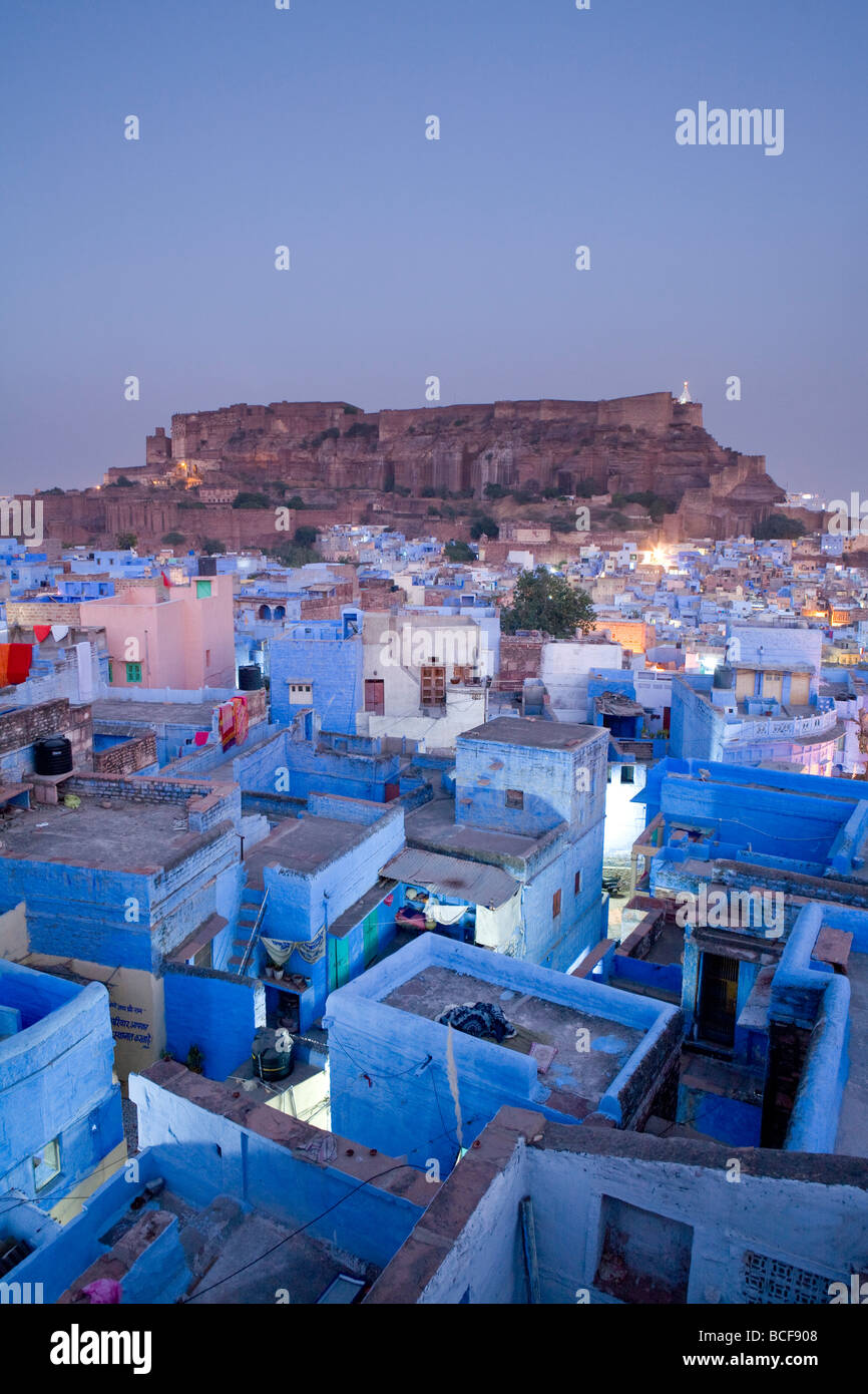 Les toits, Jodhpur (la Ville Bleue), Rajasthan, Inde Banque D'Images
