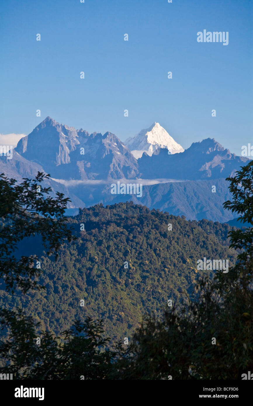 L'Inde, le Sikkim, Ravangla (Rabongla), Ralang, Kanchenjunga éventail Banque D'Images