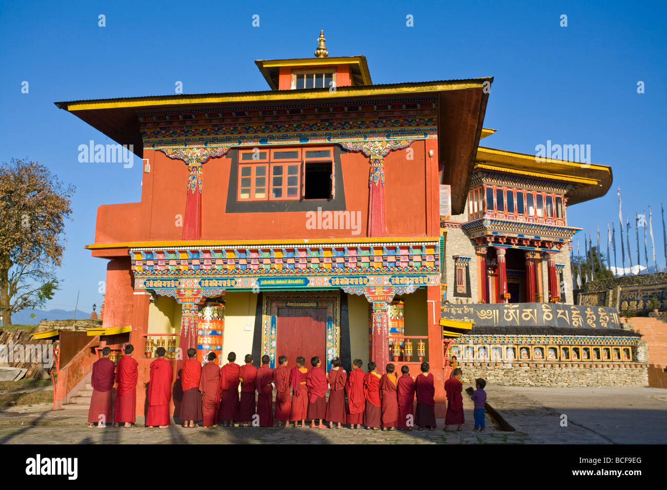 L'Inde, le Sikkim, Ravangla (Rabongla), Karma Theckhling, Monastère de moines novices Banque D'Images