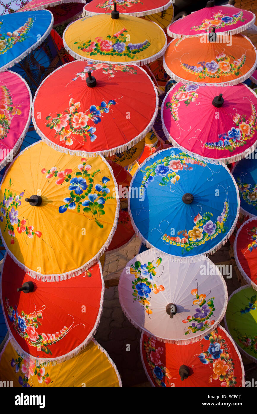 La Thaïlande, Chiang Mai, affichage à l'Umbrella Borsang Village Banque D'Images La Thaïlande, Chiang Mai, affichage à l'Umbrella Borsang Village Banque D'Images