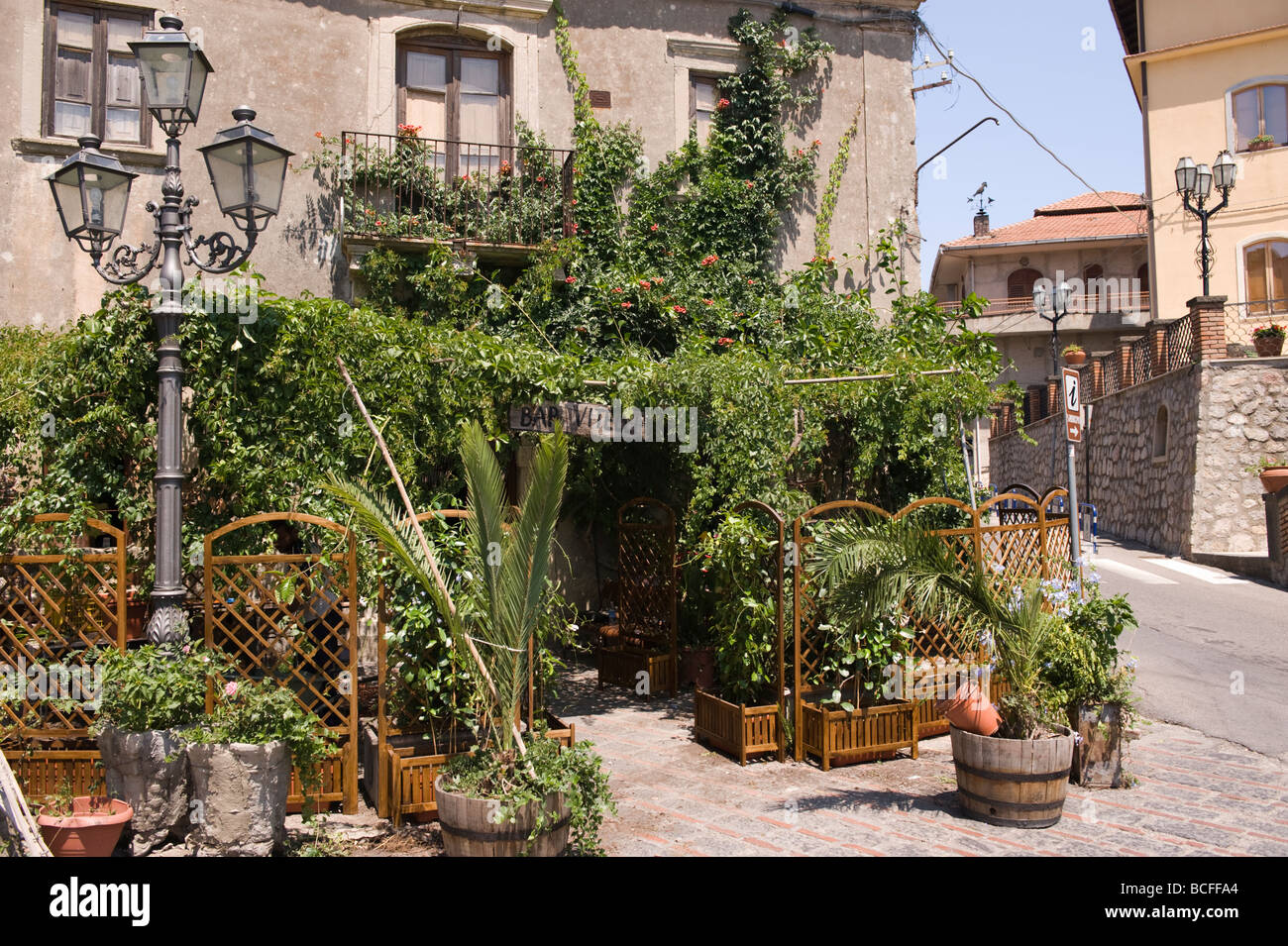 Bar Vitelli, Savoca la Sicile. Utilisé comme lieu de tournage par Francis Ford Coppola pour la 'Le Parrain' Banque D'Images