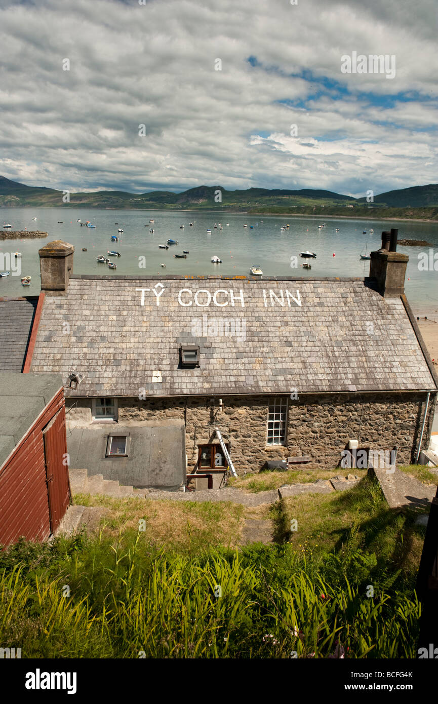 Ty Coch Inn pub sur la plage de Porth Dinllaen Péninsule Lleyn North Wales UK Banque D'Images